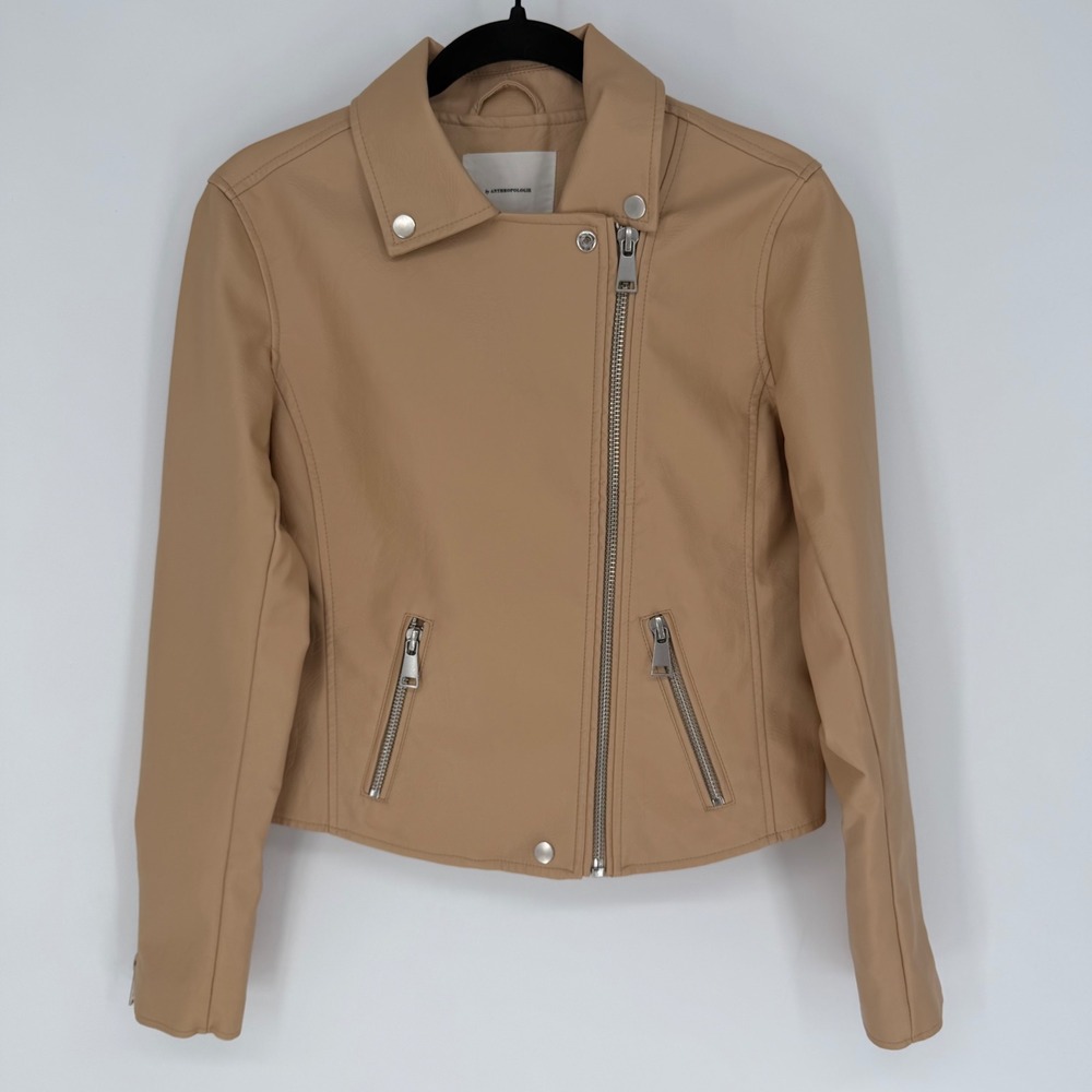 ANTHROPOLOGIE SAIGE FAUX LEATHER MOTO JACKET XS BIKER URBAN CHIC MINIMALIST